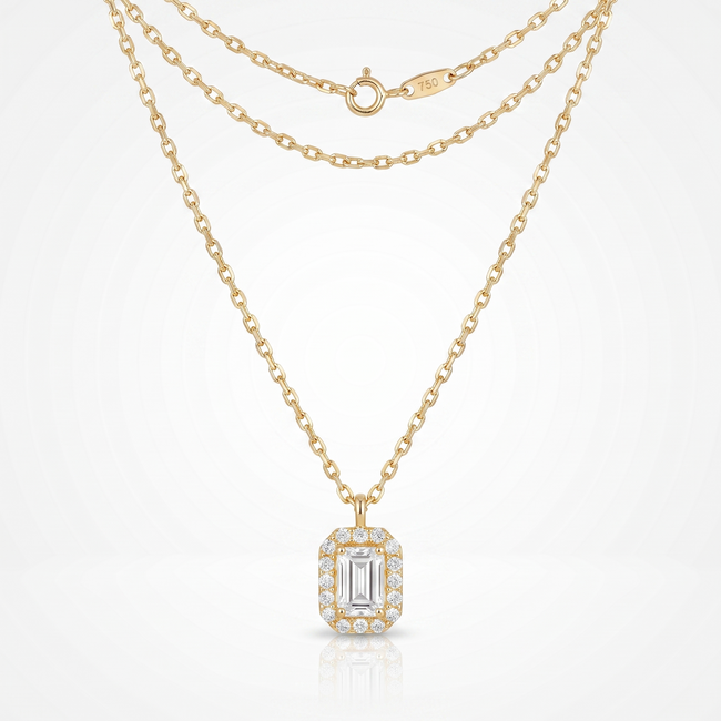 18 karaat collier met rechthoekige zirkonia