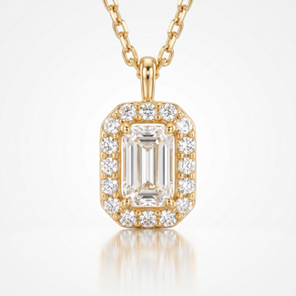 Geelgouden collier met rechthoekige zirkonia