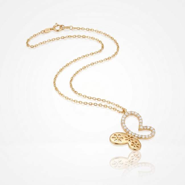 18 karaat vlinder collier met zirkonia