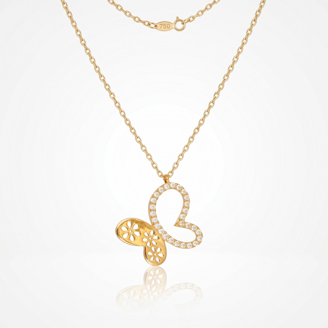 18 karaat vlinder collier met zirkonia