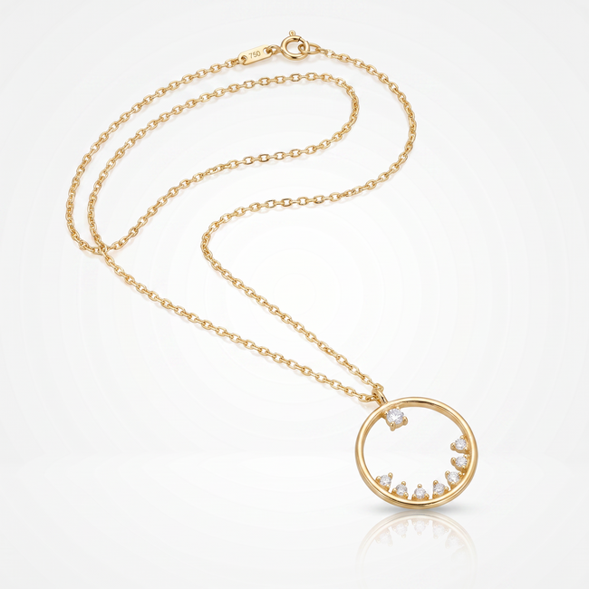 18 karaat cirkel collier met heldere stenen