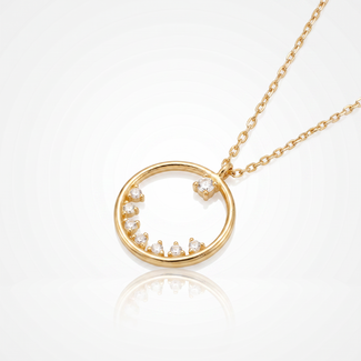 Gouden cirkel collier met heldere stenen