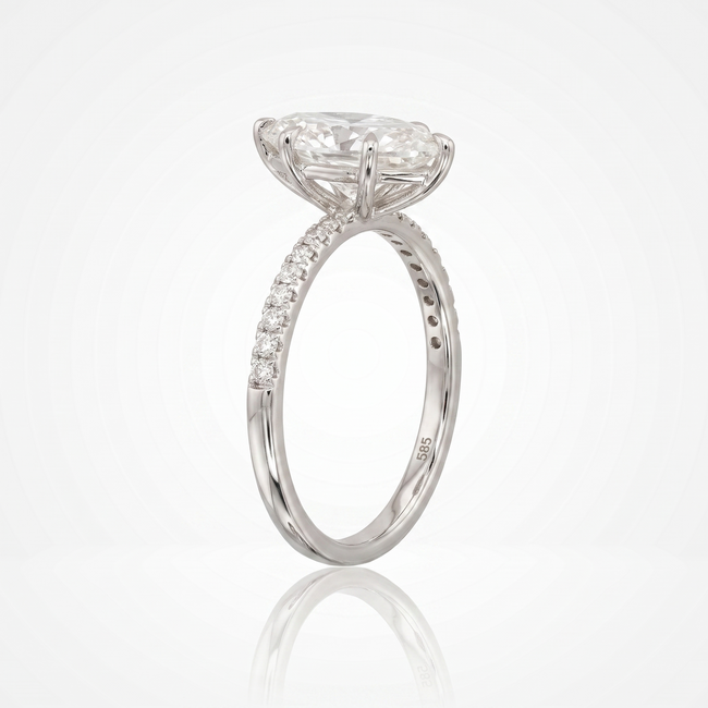 14 Karaat Witgouden Verlovingsring Marquise Lab Diamant 2,00 ct