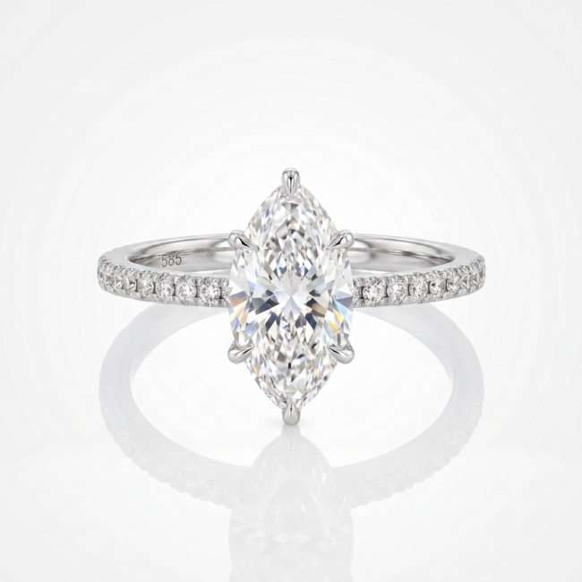 14 Karaat Witgouden Verlovingsring Marquise Lab Diamant 2,00 ct