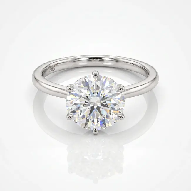 14 Karaat Witgouden Verlovingsring Solitair Lab Diamant 3,02 ct