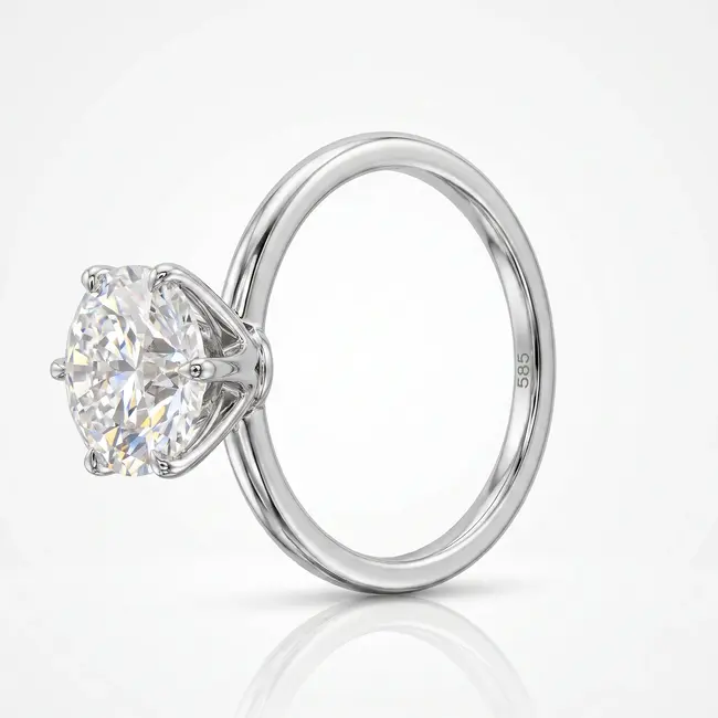 14 Karaat Witgouden Verlovingsring Solitair Lab Diamant 3,02 ct