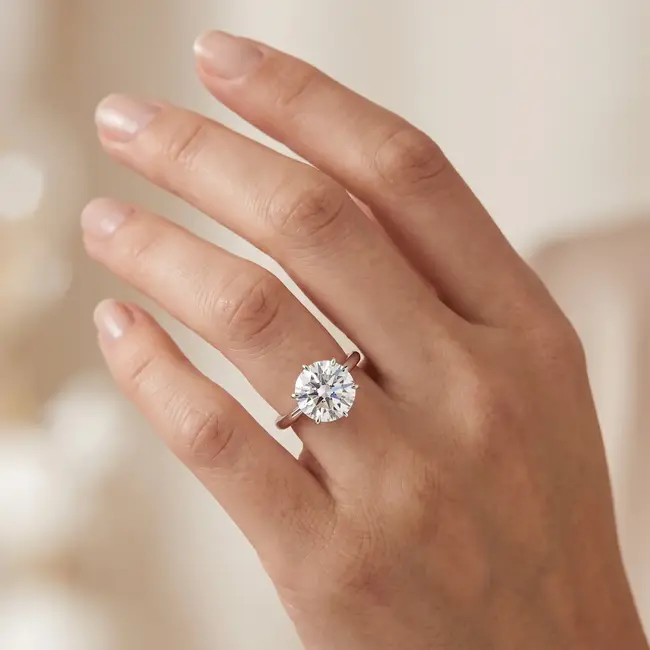 14 Karaat Witgouden Verlovingsring Solitair Lab Diamant 3,02 ct