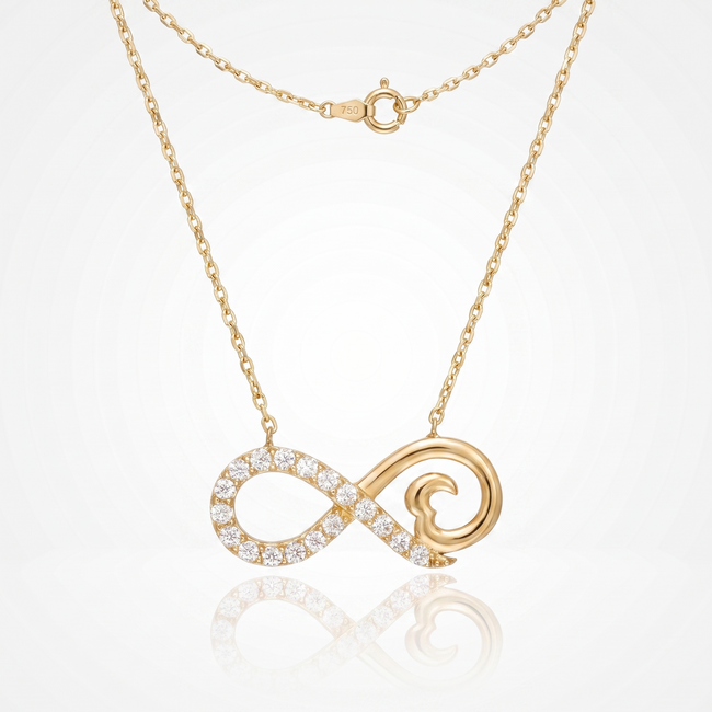 18 Karaat Gouden Collier Infinity met Zirkonia 42 cm