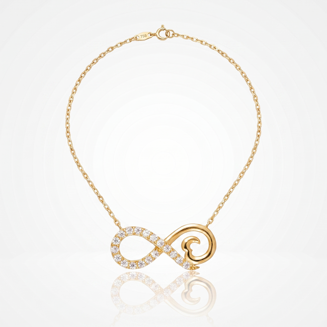 18 Karaat Gouden Collier Infinity met Zirkonia 42 cm