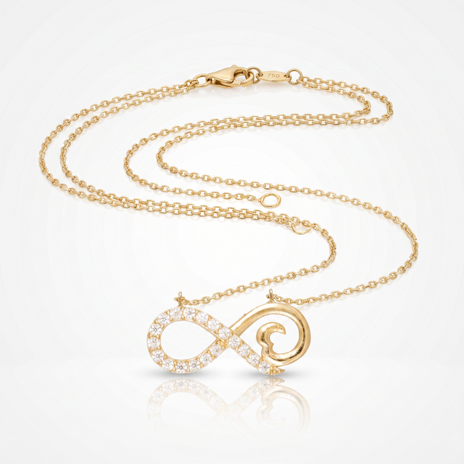 18 Karaat Gouden Collier Infinity met Zirkonia 42 cm
