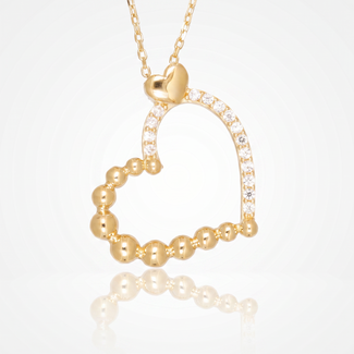 Gouden Collier Open Hart met Bolletjes