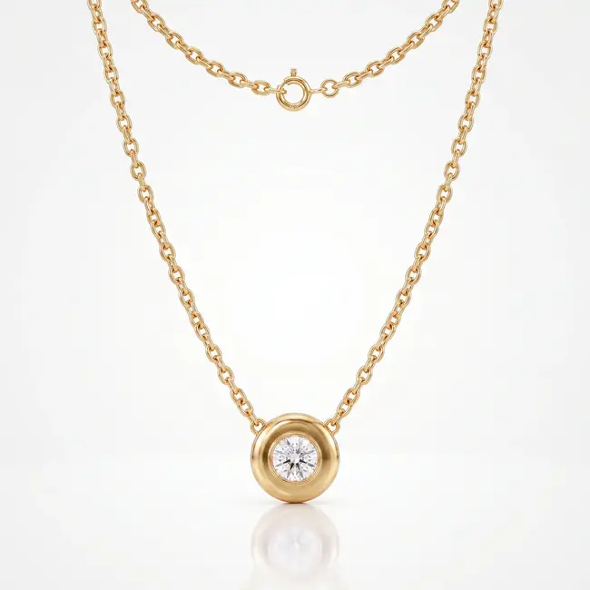 18 Karaat Gouden Collier Solitair Rond 42 cm