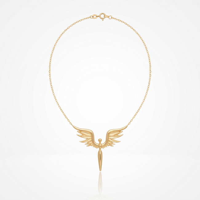18 Karaat Gouden Collier Engel met Vleugels 44 cm