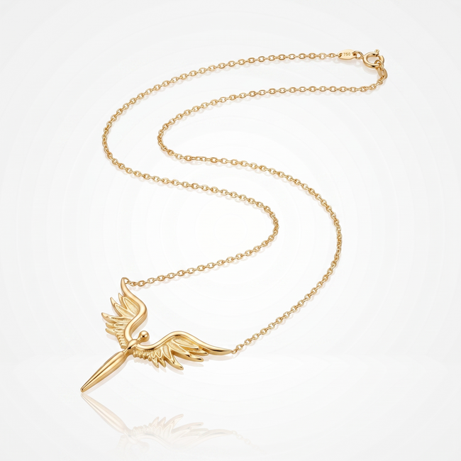 18 Karaat Gouden Collier Engel met Vleugels 44 cm