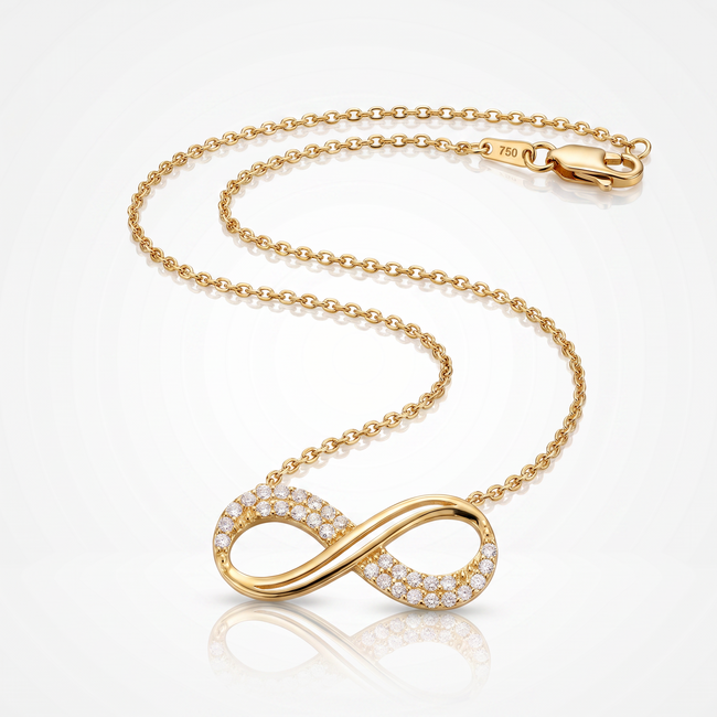 18 Karaat Gouden Collier Infinity met Zirkonia 42 cm