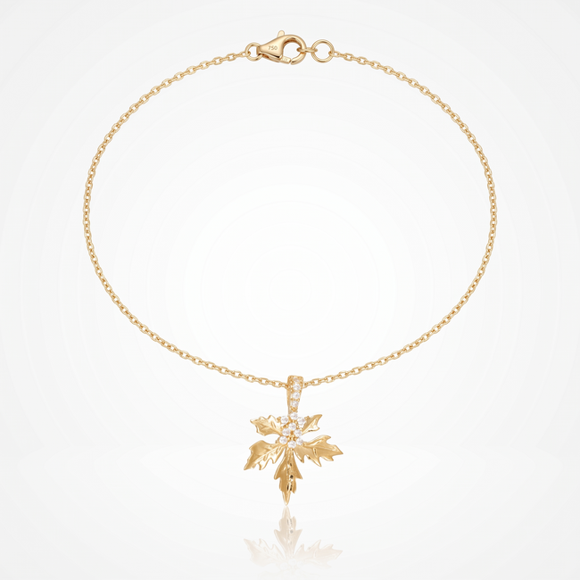 18 Karaat Gouden Collier Blad met Zirkonia 41,5 cm