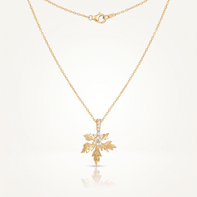 18 Karaat Gouden Collier Blad met Zirkonia 41,5 cm