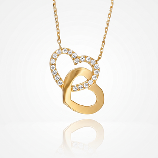 Gouden Collier Dubbel Hart