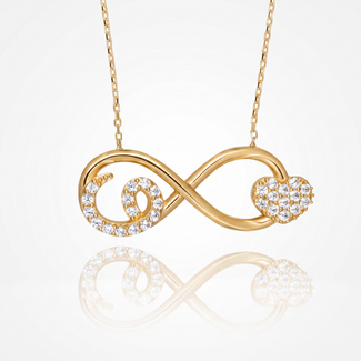 Gouden Collier Infinity Krul met Hart