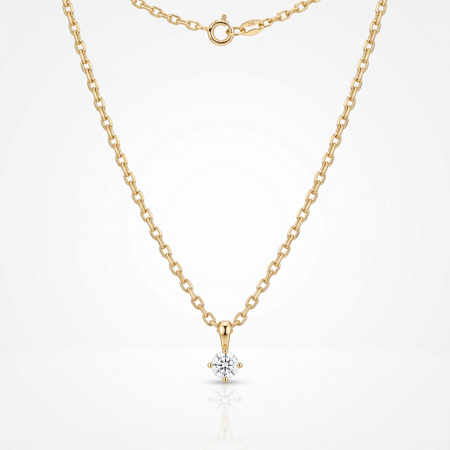 18 Karaat Gouden Collier Solitair met Zirkonia 41,5 cm