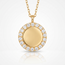18 Karaat Gouden Collier Rond Medaillon met Zirkonia 42 cm