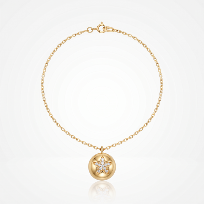 18 Karaat Gouden Collier Munt met Ster en Zirkonia 42 cm
