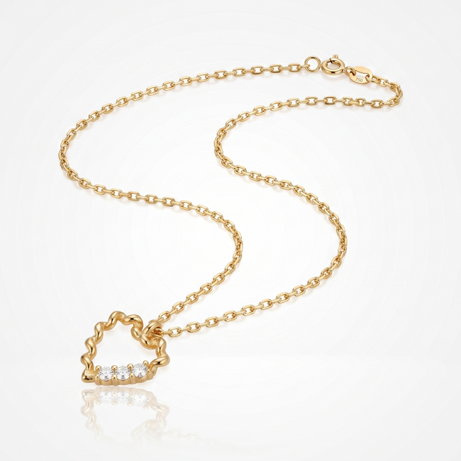 18 Karaat Gouden Collier Gedraaid Open Hart met Zirkonia 41,5 cm