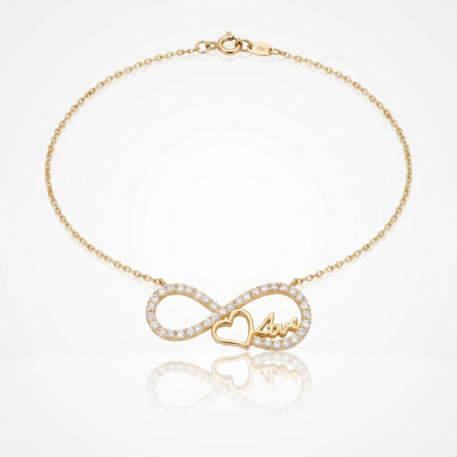 Gouden Collier Infinity Love met Hart