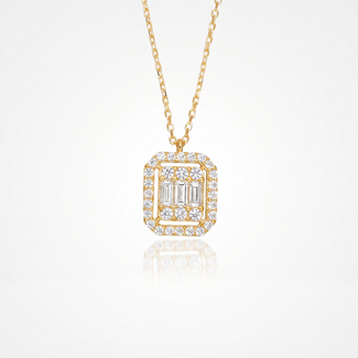 Gouden Collier Rechthoek met Baguette