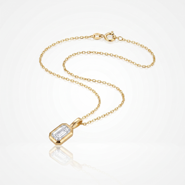 18 Karaat Gouden Collier Emerald Cut met Zirkonia 42 cm