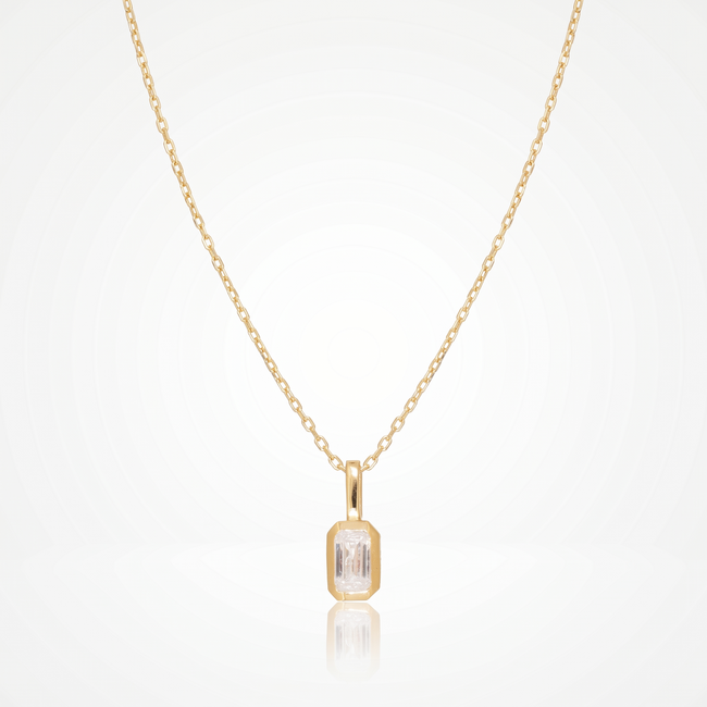 18 Karaat Gouden Collier Emerald Cut met Zirkonia 42 cm