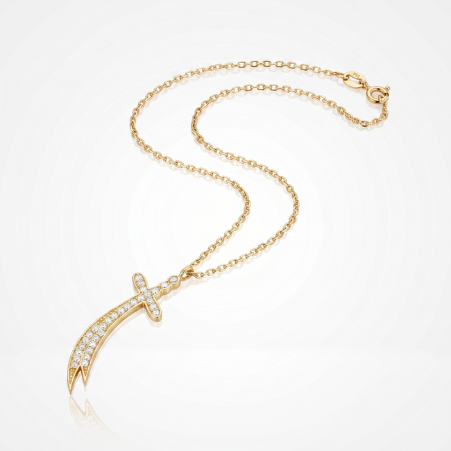 18 Karaat Gouden Collier Zülfikar met Zirkonia 42 cm