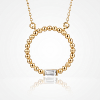 Gouden Collier Open Cirkel met Bolletjes