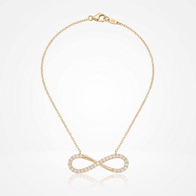 18 Karaat Gouden Collier Infinity Breed met Zirkonia 43 cm