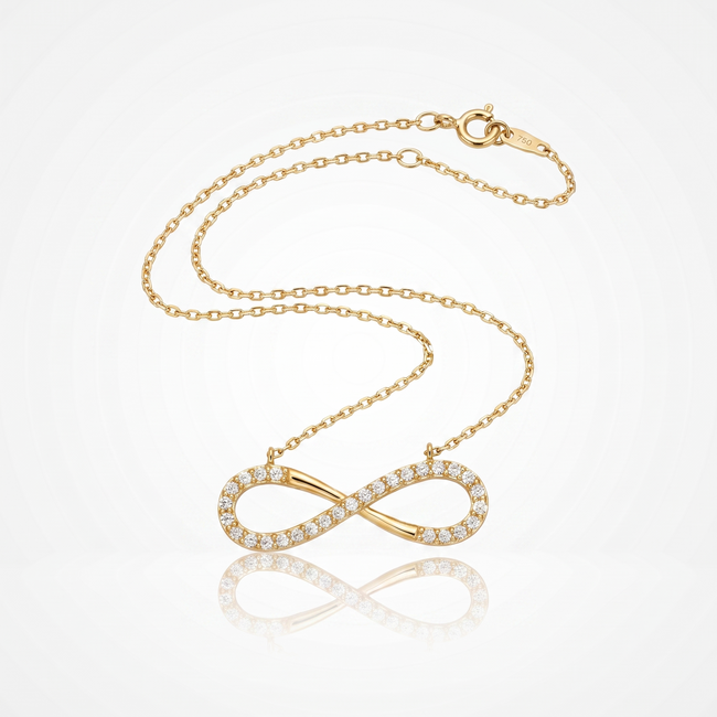 18 Karaat Gouden Collier Infinity Breed met Zirkonia 43 cm