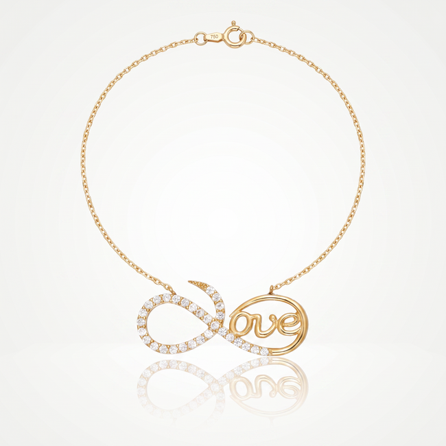 18 Karaat Gouden Collier Infinity Love met Zirkonia 43 cm