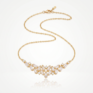 Gouden Collier Baguette Cluster