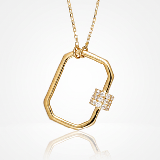 Gouden Collier Schakel met Zirkonia Sluiting