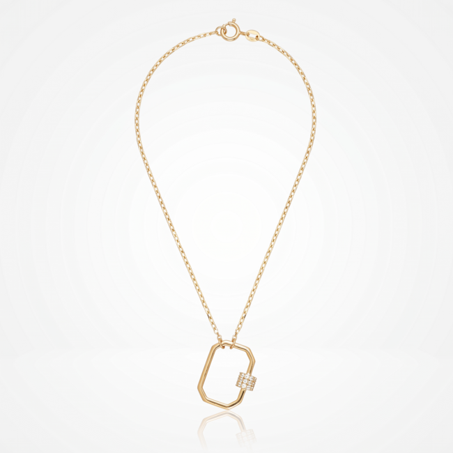 18 Karaat Gouden Collier Schakel met Zirkonia Sluitring 43,5 cm