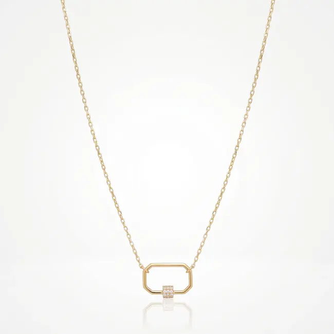 18 Karaat Gouden Collier Schakel met Zirkonia Sluitring 43,5 cm