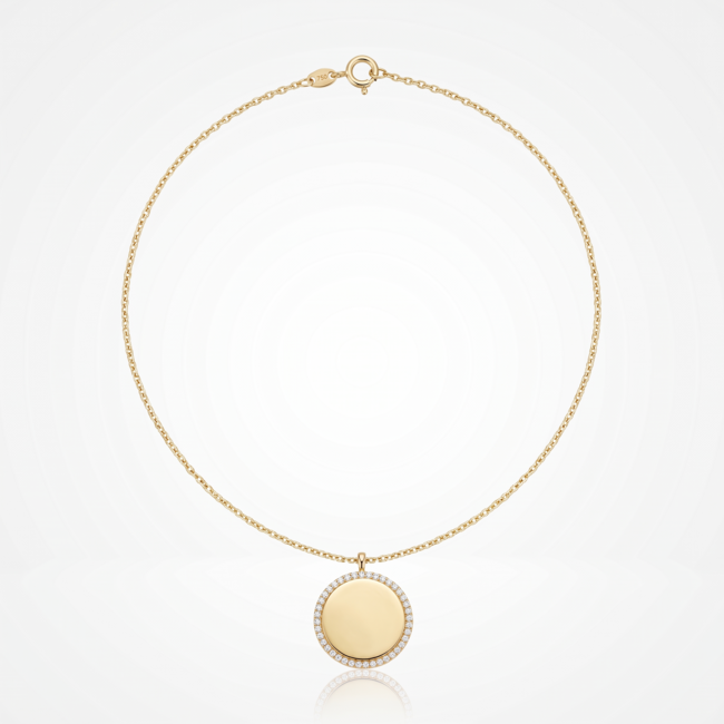 18 Karaat Gouden Collier Graveerbaar Medaillon met Zirkonia
