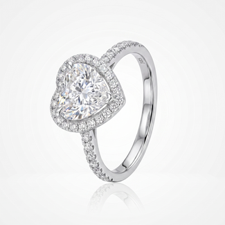 Verlovingsring Witgoud Hart met Lab Diamant