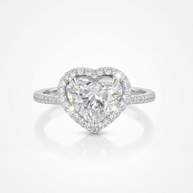 14 Karaat Witgouden Verlovingsring Hart Lab Diamant 2,01 ct