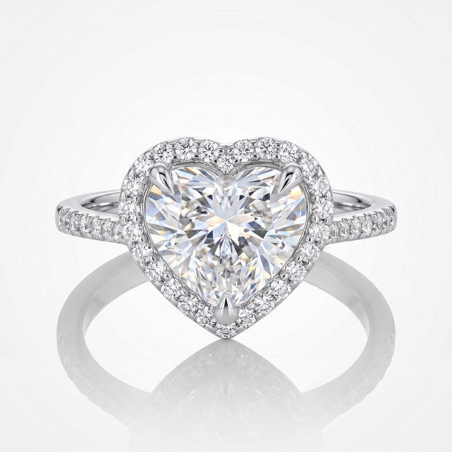 14 Karaat Witgouden Verlovingsring Hart Lab Diamant 2,01 ct