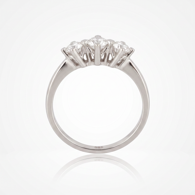 Elegante witgouden damesring met drie diamanten van 0.40 ct