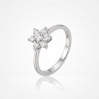 Witgouden Bloem Diamanten Ring