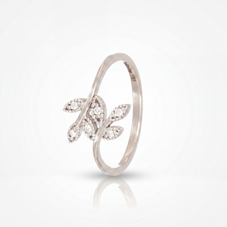Witgouden Bladmotief Diamanten Ring