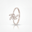 Elegante witgouden damesring met bladmotief en 0.06 ct diamanten