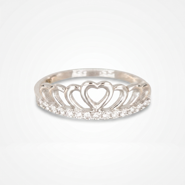 Elegante witgouden damesring met hartjesdesign en 0.15 ct diamanten