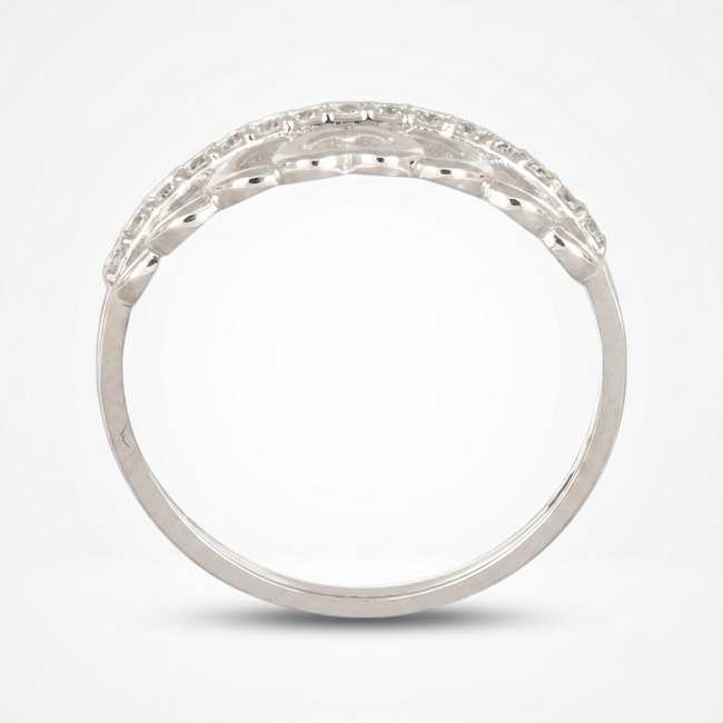 Elegante witgouden damesring met hartjesdesign en 0.15 ct diamanten